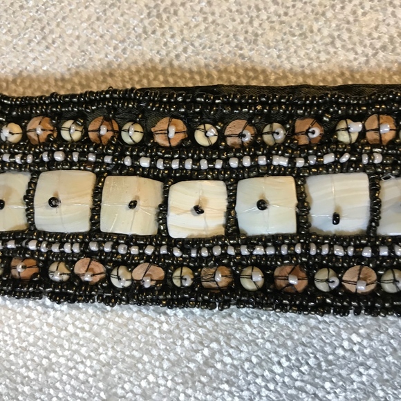 Ibisco Hand Beaded belt in Chocolate, NWT - Picture 3 of 7